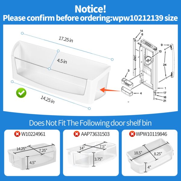 WPW10212139 Refrigerator Door Shelf Bin Compatible with Maytag Whirlpool - Image 7