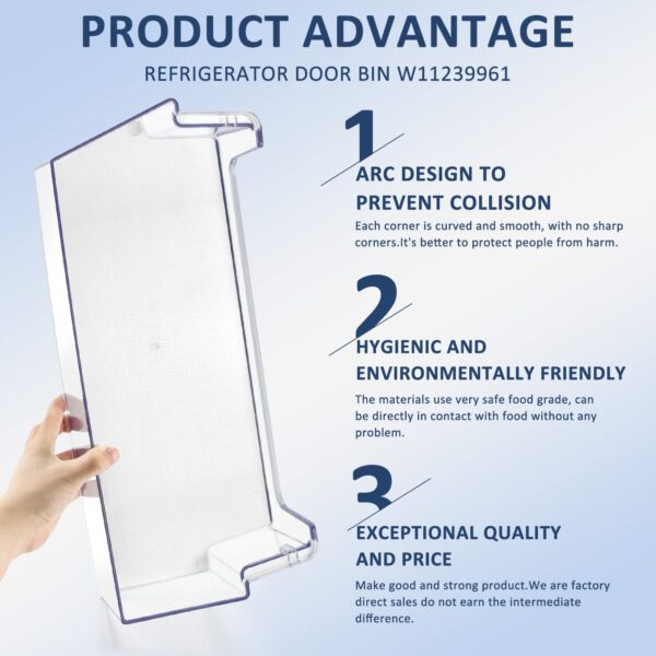 W11239961 W10900538 Door Shelf Bin Replacement Compatible for Whir.lpool - Image 3