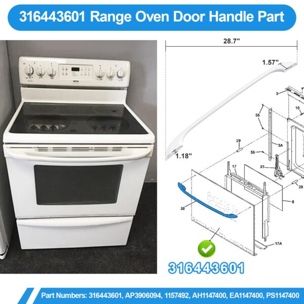 316443601 Oven Handle Replacement for Kenmore Oven Door Handle Replacement - Image 5