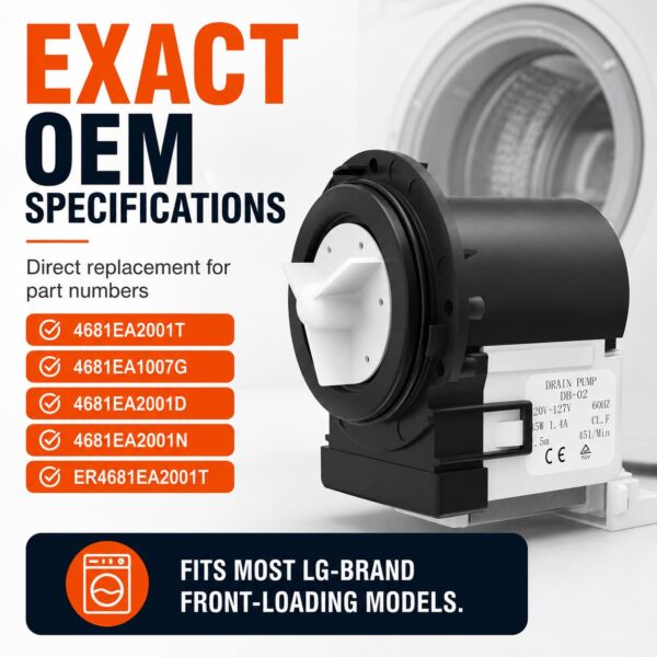 4681EA2001T Drain Pump OEM Replacement for LG Washer,Spring Expansion Tool - Image 3
