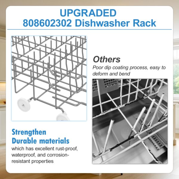 808602302 Dishwasher Lower Rack for Frigidaire Dishwasher Rack Replacement - Image 7