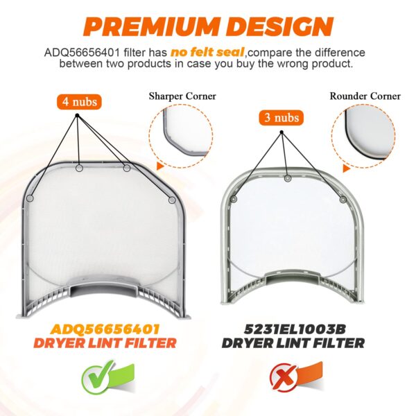 【𝟮𝟬𝟮𝟲 𝘂𝗽𝗴𝗿𝗮𝗱𝗲】ADQ56656401 DLEX3700W DLE3400W DLE3500W Dryer Lint Filters replacement for LG kenmore by Beaquicy-Positively reviewed for sturdiness with UPGRADED STAINLESS STEEL METAL SCREEN - Image 6