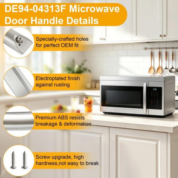 New Upgraded ME16A4021AS Microwave Door Handle, DE94-04313F Assembly Handle Compatible with Samsung ME16A4021AS/AA Microwave, Replaces for Samsung Microwave Door Handle ME16A4021AS, Same as OEM Handle - Image 7