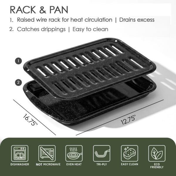 Broiler Pan & Roasting Rack Set Griddle Pan,Oven Safe Tray with Slotted Rack Grill Pan for Healthy Oven Meals Heat Resistant PFOA & PTFE Free Dishwasher Safe - Image 7