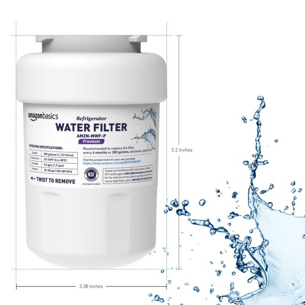 Amazon Basics Replacement Water Filter Cartridge Compatible with GE MWF Refrigerator, NSF Certified, No Leaks, Fits Perfectly, Compatible with GE and Kenmore, 3-Pack - Image 4