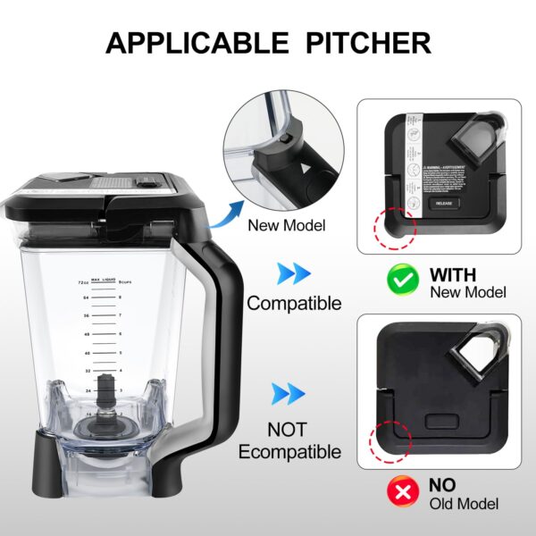Replacement Pitcher for Ninja Blender 72OZ XL Cups Replacement, Replacement Parts Accessories Vaso de Licuadora Ninja for Blender BL610, BL610BRN, BL610C, BL710WM, CO610B, CO650B, CT610 ect. - Image 4