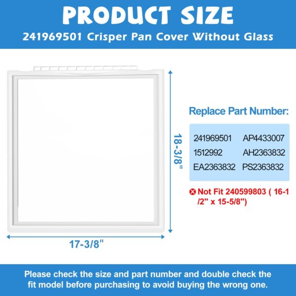 UPGRADED 241969501 Refrigerator Shelf Frame Compatible with Frigidaire Shelf Replacement Parts Crisper Drawer Pan Cover with 241993101 & 241993001 Crisper Cover Support LFSS2612TF0, FFSS2615TS0 Shelf - Image 4