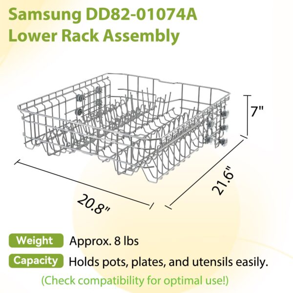 【𝟮𝟬𝟮𝟲 𝙐𝙥𝙜𝙧𝙖𝙙𝙚𝙙】DD82-01074A Middle DishRack (20.6″D*22.4″W) Assembly Dishwasher Replacement - Fit For Samsung Dishwasher Parts DW80R5061,DW80R5060,DW80K7050UG,DW80K5050US Series - Image 4