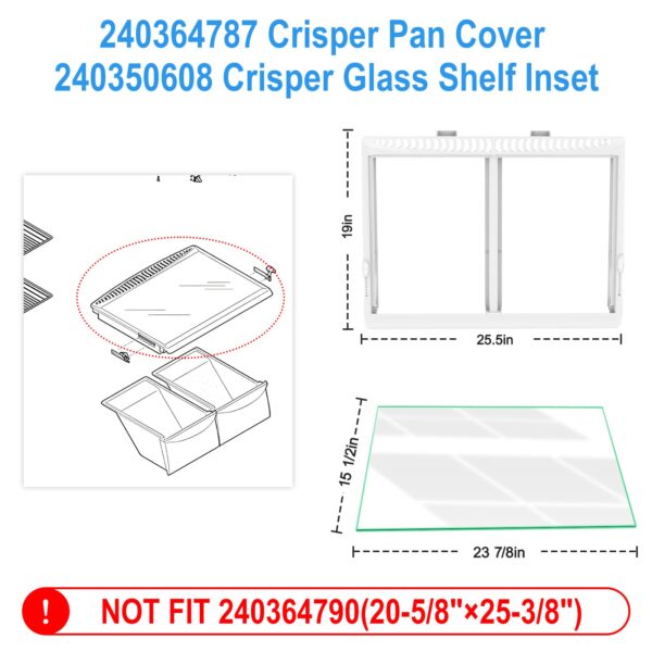 UPGRADED 240364787 Refrigerator Crisper Drawer Cover with 240350608 Crisper Glass Replacement Compatible with Frigidaire kenmore Refrigerator Drawer Replacement, Fridge Crisper Pan Drawer Cover - Image 5