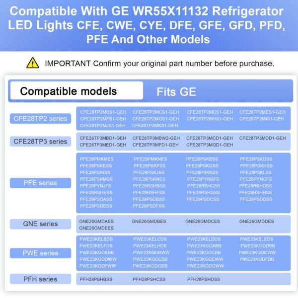 WR55X11132 WR55X25754 for GE Refrigerator LED Light Assembly Replacement - Image 6