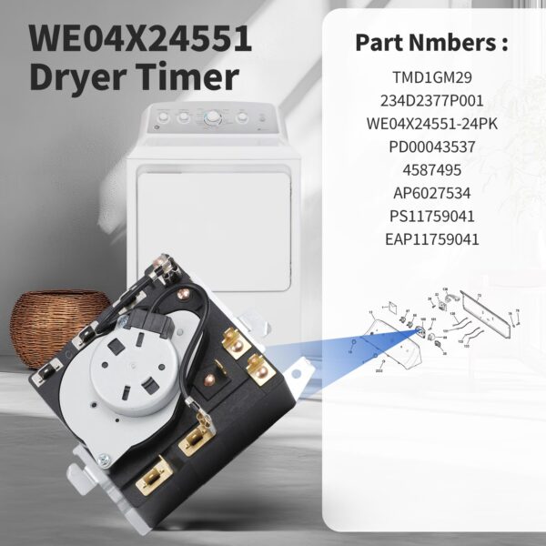 WE04X24551 234D2377P001 Timer Compatible with GTD45EASJ2WS GTD45GASJ1WS - Image 4