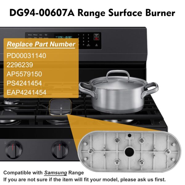 DG94-00607A Range Surface Burner Center Compatible with Samsung NX60A6511SS NX60A6711SS NX60A6111SS NX58K3310SS Range etc. OEM Upgraded Quality DG94-00607A Center Burner - 5 Year War - Image 3