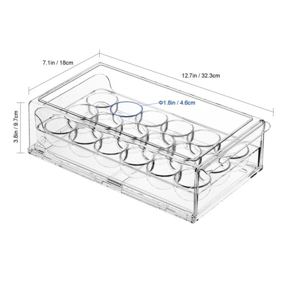 Ettori Egg Container for Refrigerator BPA Free Refrigerator Organizer Bins,Stackable Egg Holder for Refrigerator,18 Egg Tray,Clear - Image 7