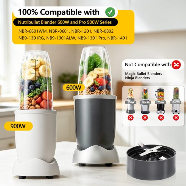 Nutribullet Blender Cups & Blade Replacement Set, 32oz & 24oz Nutribullet Cup with LidTo-Go Lid and Lip Ring, Replacement Parts for Nutri Bullet Blenders 600w & Pro 900w Accessories 6 PCS - Image 5