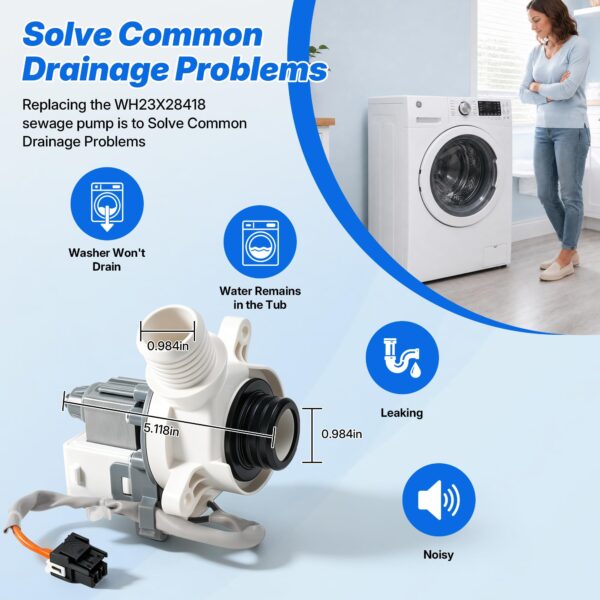 WH23X28418 Washer Drain Pump Compatible with GE Hotpoint Replacement - Image 5