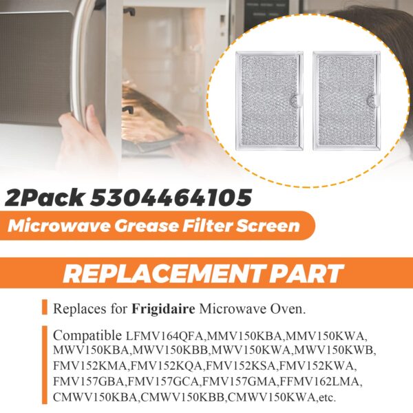 5304464105 WB06X10608 Microwave Grease Filter Screen 5304478913 by Beaquicy - Replacement for Frigid-aire Microwave Oven - Pack of 2 - Image 7