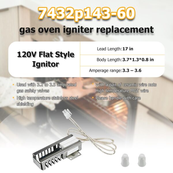Upgraded W11596211 WP7432P143-60 Gas Range Oven Igniter Replacement - Image 6