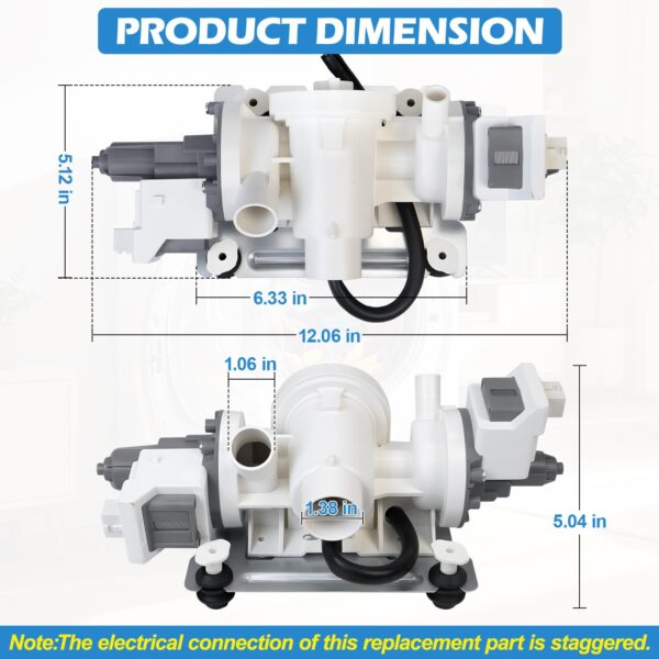Upgraded W11458345 Washer Drain Pump W10918608 W11316609 W11319789 - Image 5