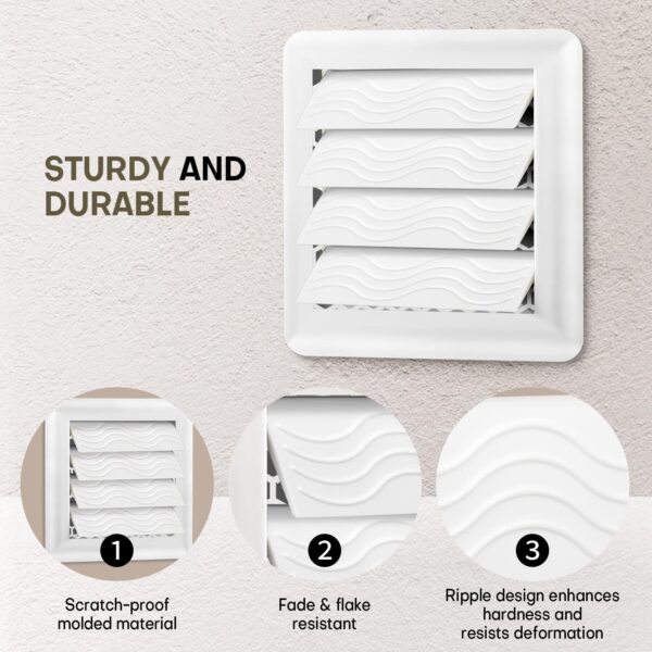 4-Pack White Dryer Vent Cover Replacement, Exterior Exhaust Vent Flaps - Image 4