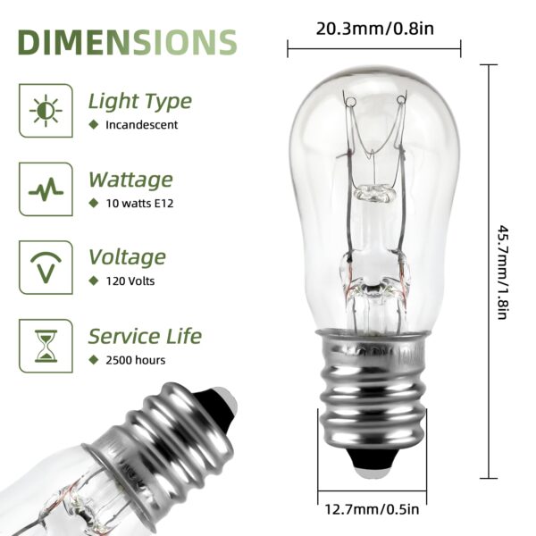 2 Pack E12 Dryer Drum Light Bulb Replacement WE05X20431, 10W, 120V - Image 4