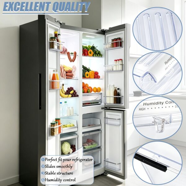 2188656 Crisper Bin (Upper) Replacement for Whirlpool Refrigerator, Refrigerator Drawers, Kenmore Whirlpool Fridge Crisper Drawer Replacement Part WP2188656, 2188656, Thicker, Clear - Image 6