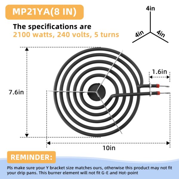 MP21YA Range Burner Element (8 Inch) fit for Whirl-pool May-tag Stove - Image 5