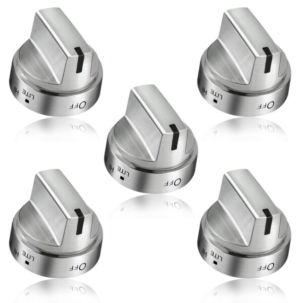 5 Pack Stainless Steel WB03x24818 Gas Stove Knob Replacement for ge,PS11729081 AP5989029 Stainless Steel Stove Replacement Knobs,Compatible with ge Stove Knob(Not Universal) - Image 2