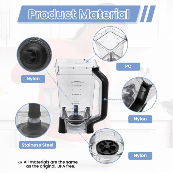 WARDFYT Replacement Pitcher 72 oz XL Compatible with Ninja Blender (New Model) BL610, 72oz Crushing Pitchers Replacement for Ninja BL710WM BL710WMC CO610B CO650B CT610 - Image 6
