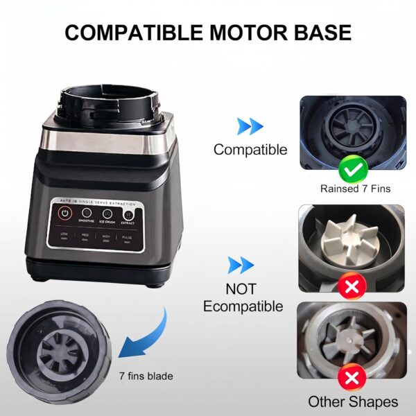 7 Fins Blade Replacement Parts Compatible with Ninja Blender Top Lid Accessories for Ninja Auto iQ BL480 BL482 BL642 BL682 NN102 ect.- Ninja Blades Replacement - Image 4