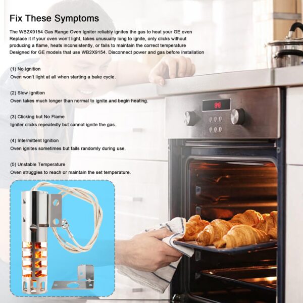 WB2X9154 Oven Igniter Compatible with GE Round Gas Range Igniter Replacement Parts WB13K10027 WB13K3 PS243425 AP2014008 - Image 4