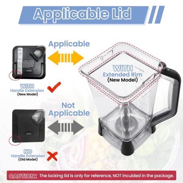 WARDFYT Replacement Pitcher 72 oz XL Compatible with Ninja Blender (New Model) BL610, 72oz Crushing Pitchers Replacement for Ninja BL710WM BL710WMC CO610B CO650B CT610 - Image 5