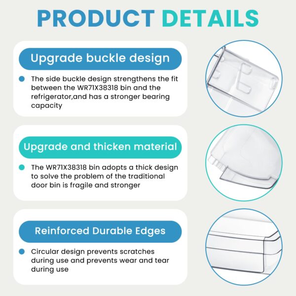 WR71X38318 Refrigerator Door Shelf Bin Compatible for G-E Refrigerator - Image 5