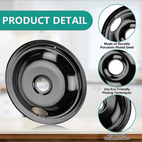 5304430149 5304430150 Black Porcelain Drip Pan Set & MP22YA Electric Range Burner Element Unit Set by Cenipar-Compatible with Frigi-daire Ken-more Cros-ley Tap-pan Range Oven/Stove - Image 5