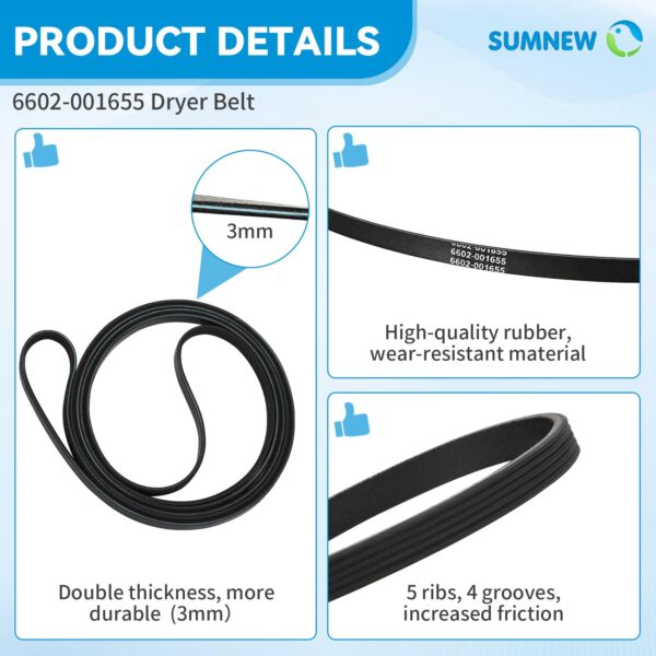 6602-001655 Dryer Belt Replacement Part Compatible with Samsung Dryers - Image 8