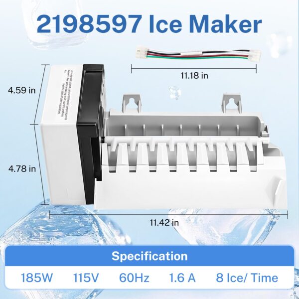 Nurfosttek 2198597 Ice Maker, 185W 115V 60Hz, Fit for Whirlpool, Maytag - Image 3