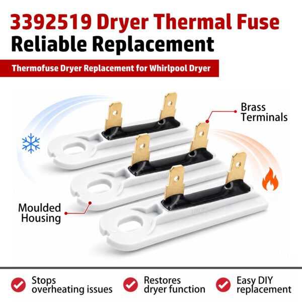 Dr Quality Parts 3392519 Dryer Thermal Fuse Set of 3, for Whirlpool Dryer - Image 4
