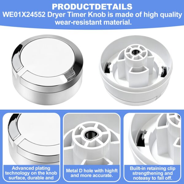 WE01X24552 Dryer Timer Control Knob Replacement for GE General Electric AP6026722, 4396547,PS11736611 - Image 5