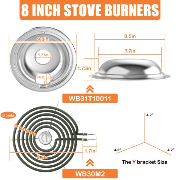 Upgraded GE Drip Pans And WB30M1 WB30M2 GE Stove Burner Replacement Element - Image 8