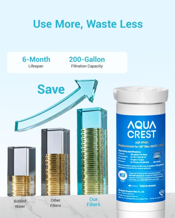 AQUA CREST XWFE® Water Filter, Replacement for GE® XWFE®, Built-in Chip - Image 7