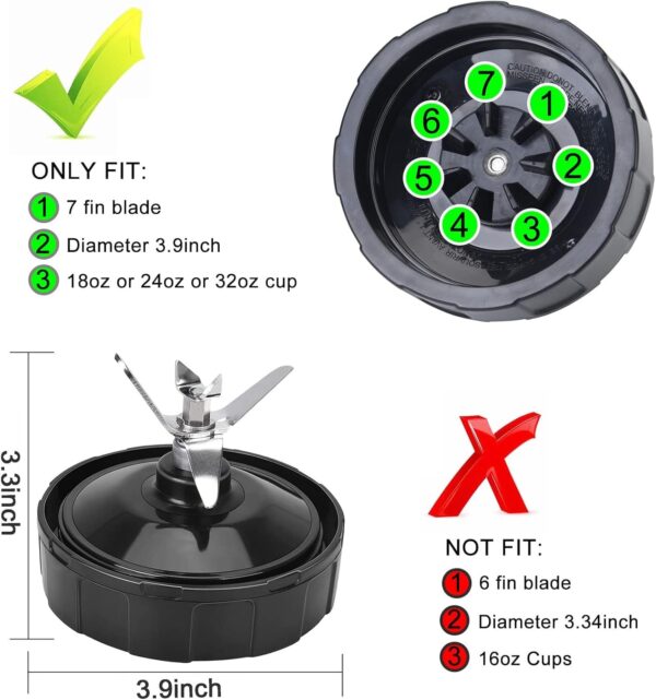 7 Fins Blender Blade Replacement Parts 2pcs Compatible with Ninja Blender Top Lid Accessories for Ninja Auto iQ BL682-30 BL642-30 BL450-30 BL482-30 BL687CO-30 ect. - Image 5