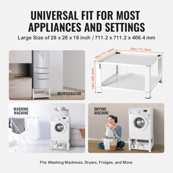 VEVOR Laundry Pedestal with Storage Shelf, 28" Lx28 Wx16 H, Washer and Dryer Stand Base Universal Platform, Fit 660lbs Capacity, Heavy Duty Steel Multi-Functional Base for Washing Machine - Image 7
