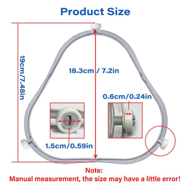 7.48 in W11252182 Microwave Turntable Ring Replacement for Whirlpool with Rollers 8206227 Microwave Glass Tray Support Holder for Whirlpool Microwave Inner Ring Accessories Parts - Image 3
