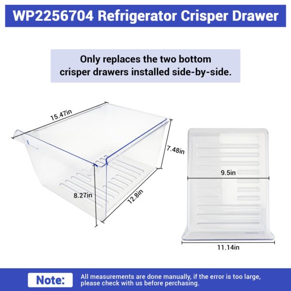 WP2256704 Refrigerator Crisper Drawer (clear) Compatible with whirlpool, kenmore, amana, maytag etc. Refrigerator Crisper Pan 2256704 replace 1469225, PS11739936, AP6006849, EAP6006849 etc. - Image 3