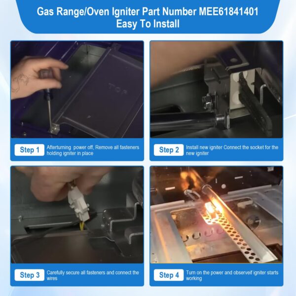 Upgrade MEE61841401 Gas Range Oven Igniter, for LG Oven Igniter Replacement(LRG, LSS, LDG, LSG, LTG), for LG Gas Ranges Igniter, Replaces MEE61841403 MEE63084901 Oven Igniter for Gas Stove. - Image 4