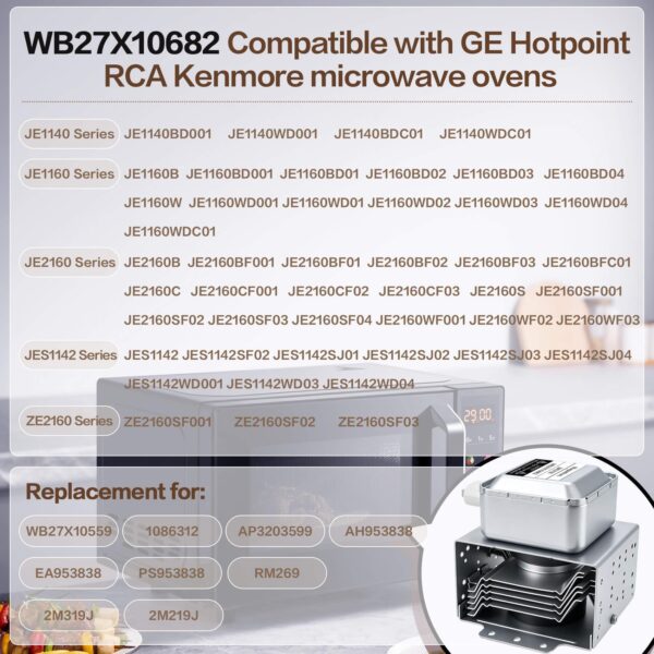 WB27X10682 2M319J RM269 Magnetron Compatible with GE Microwave Oven - Image 3