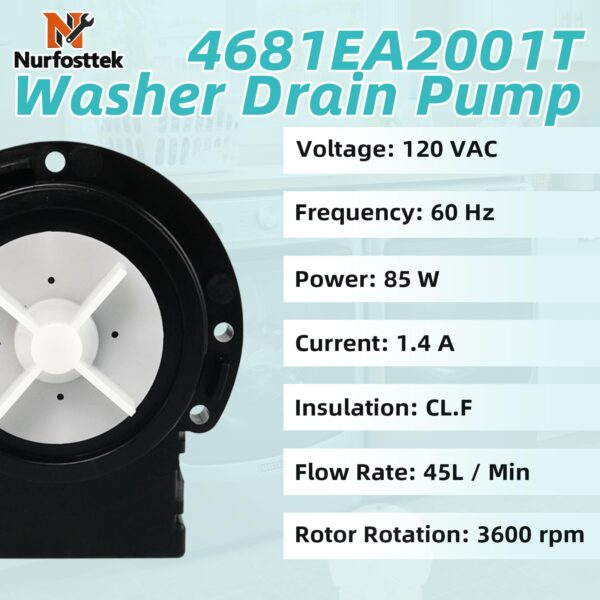 4681EA2001T Washer Drain Pump, Fit for Kenmore, LG, Replaces 4681EA1007D - Image 6