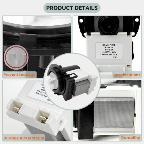 4681EA2001T Washer Drain Pump Motor Fit for LG Kenmore, Replaces AP5328388 - Image 6
