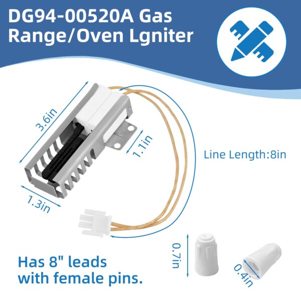 DG94-00520A Gas Oven Igniter Replacement for Samsung Oven Igniter NX58H5600SS NX58F5500SS NX58H9500WS, Replaces 2692271 AP5577941 EAP4241428 PS4241428 by APPLIANCEMATES - Image 6