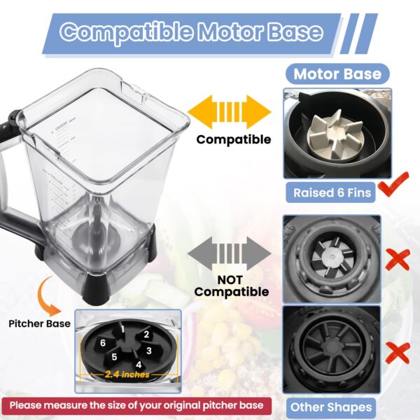 WARDFYT Replacement Pitcher 72 oz XL Compatible with Ninja Blender (New Model) BL610, 72oz Crushing Pitchers Replacement for Ninja BL710WM BL710WMC CO610B CO650B CT610 - Image 4