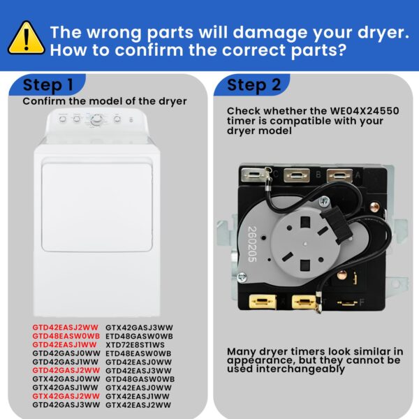WE04X24550 Dryer Timer Compatible with GE Timer GTD42EASJ2WW GTD48EASW0WB - Image 6